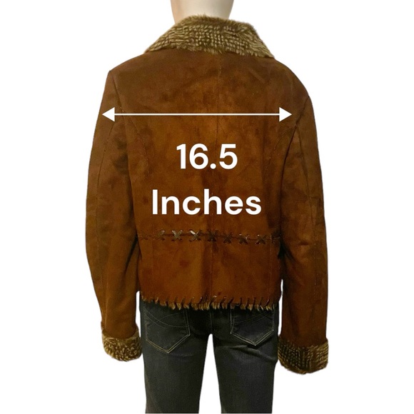 True Grit Faux Suede Fur Trim Jacket Size Large - Picture 3 of 9